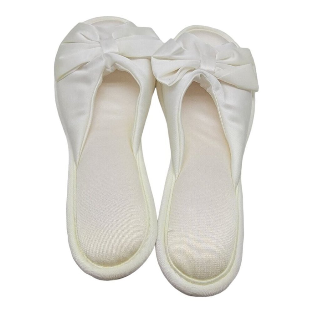 COPY - Vanity Fair Slippers Womens Sz L 8/9  Nylon Satin Peep Toe Vintage Made … - Picture 12 of 16
